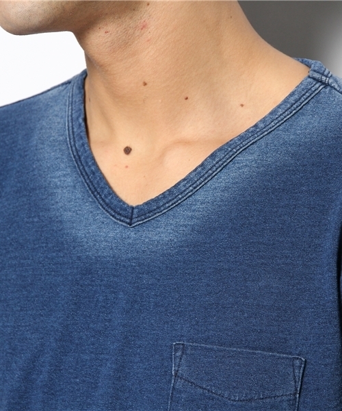 PLST(プラステ)の「Men インディゴ半袖カットソー(Tシャツ/カットソー・メンズ・インディゴブルー・LARGE/X-LARGE/SMALL/MEDIUM)」の5枚目の写真