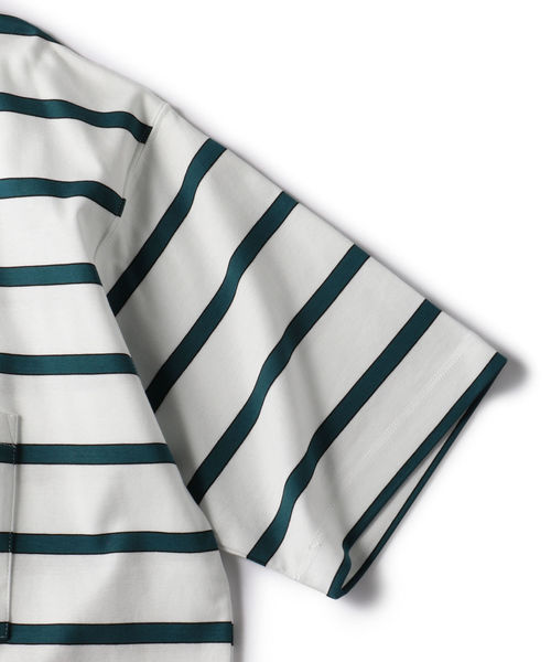 SHIPS(シップス)の「SU: リラックスフィット ポンチ ボーダー Tシャツ(Tシャツ/カットソー・メンズ・ネイビー/オフホワイト/グリーン・SMALL/MEDIUM/LARGE)」の13枚目の写真