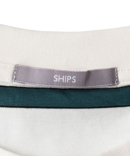 SHIPS(シップス)の「SU: リラックスフィット ポンチ ボーダー Tシャツ(Tシャツ/カットソー・メンズ・ネイビー/オフホワイト/グリーン・SMALL/MEDIUM/LARGE)」の10枚目の写真