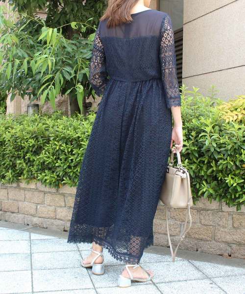 MODE ROBE（モードローブ）の「シフォンレースワンピース（ワンピース・レディース・ブラック/ネイビー・FREE）」の6枚目の写真