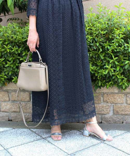 MODE ROBE（モードローブ）の「シフォンレースワンピース（ワンピース・レディース・ブラック/ネイビー・FREE）」の7枚目の写真