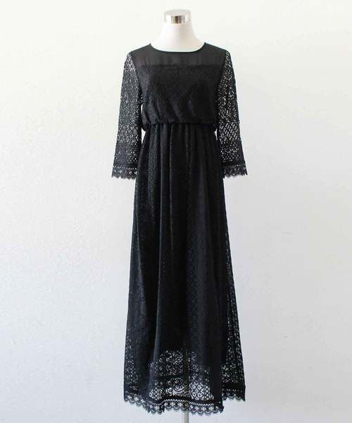 MODE ROBE（モードローブ）の「シフォンレースワンピース（ワンピース・レディース・ブラック/ネイビー・FREE）」の8枚目の写真