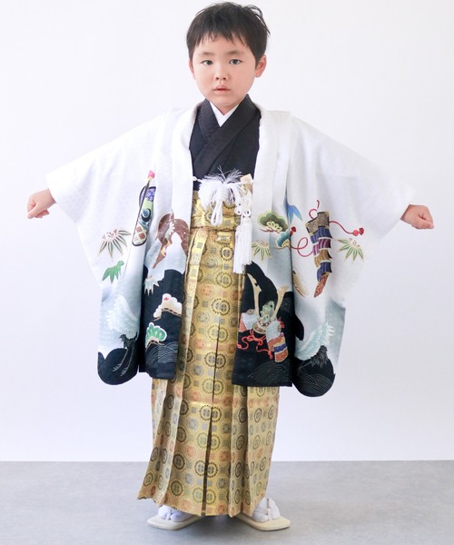 5歳 七五三 鷹兜松 羽織袴 12点セット（着物）｜KYOETSU（キョウエツ