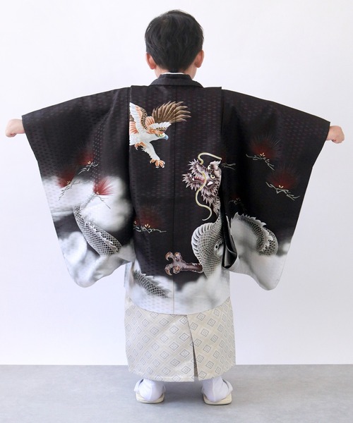 5歳 七五三 鷹兜松 羽織袴 12点セット（着物）｜KYOETSU（キョウエツ