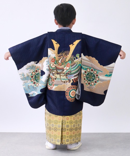 KYOETSU 七五三 5歳 男の子 着物 セット ブルー 5歳 七五三 鷹兜松 羽織袴 12点セット（着物）｜KYOETSU（キョウエツ