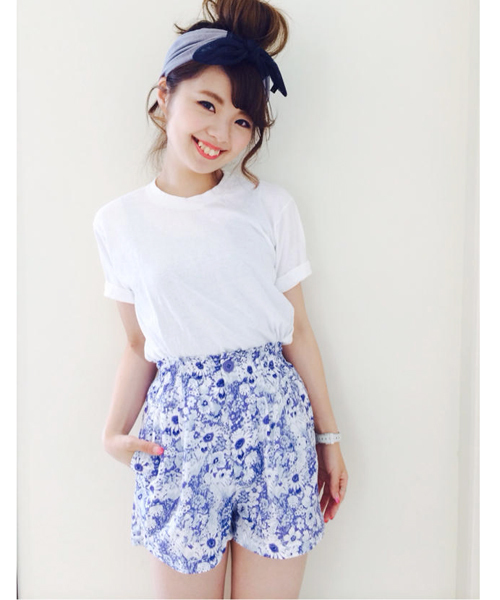 Kastane（カスタネ）の「【Kastane】タックショートパンツ（その他パンツ・レディース・ブルー/ホワイト/ピンク系その他/ブルー系その他・FREE）」の3枚目の写真