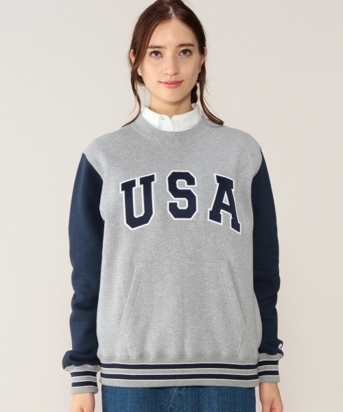 Champion（チャンピオン）の「[チャンピオン]Champion A/Style USA スウェット（スウェット・レディース・グレー/ネイビー・SMALL）」の3枚目の写真