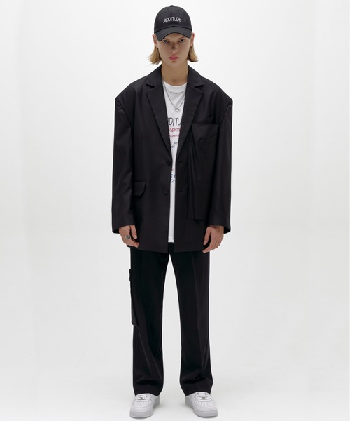 ADD SEOUL（エーディーディーソウル）の「『ADD SEOUL』ADDITUDE BLAZER / ADD アディチュード オーバーサイズ テーラードジャケット（テーラードジャケット・メンズ・ブラック/グリーン・1/2）」の6枚目の写真