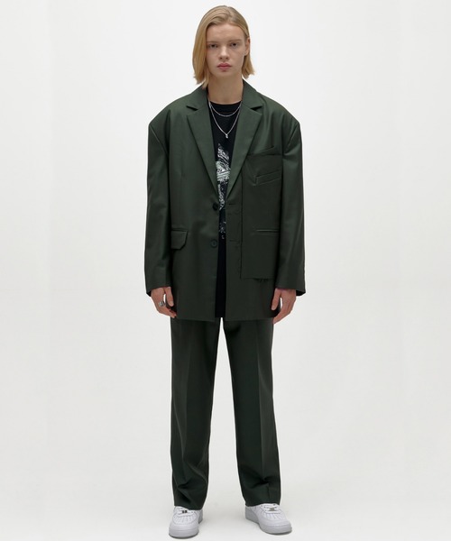 ADD SEOUL（エーディーディーソウル）の「『ADD SEOUL』ADDITUDE BLAZER / ADD アディチュード オーバーサイズ テーラードジャケット（テーラードジャケット・メンズ・ブラック/グリーン・1/2）」の10枚目の写真