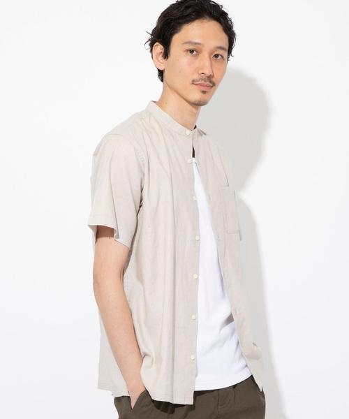 coen（コーエン）の「ヘンプバンドカラー半袖シャツ#（シャツ/ブラウス・メンズ・ホワイト/ベージュ/ネイビー・X-LARGE/LARGE/SMALL/MEDIUM）」の3枚目の写真