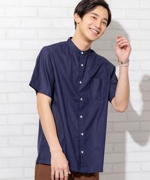 coen | ヘンプバンドカラー半袖シャツ#(シャツ/ブラウス)