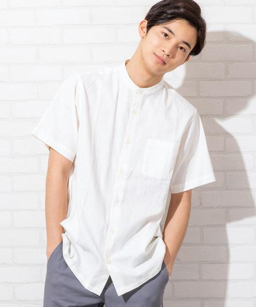 coen（コーエン）の「ヘンプバンドカラー半袖シャツ#（シャツ/ブラウス・メンズ・ホワイト/ベージュ/ネイビー・X-LARGE/LARGE/SMALL/MEDIUM）」の15枚目の写真