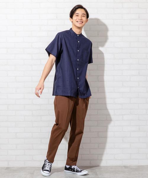 coen（コーエン）の「ヘンプバンドカラー半袖シャツ#（シャツ/ブラウス・メンズ・ホワイト/ベージュ/ネイビー・X-LARGE/LARGE/SMALL/MEDIUM）」の9枚目の写真