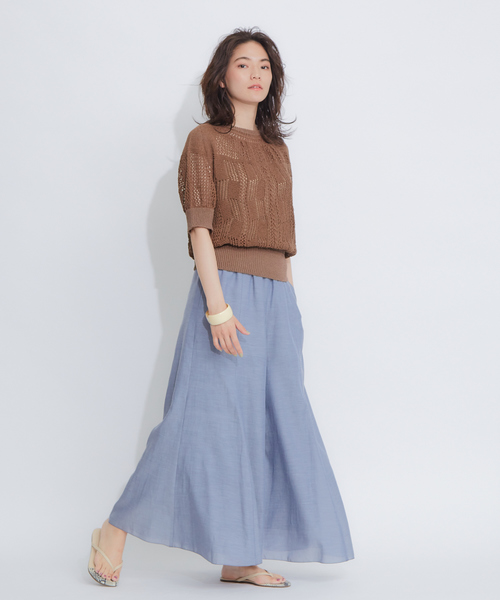 qualite(カリテ)の「boussole×qualite 透かし柄ニットプルオーバー(ニット/セーター・レディース・ブラウン/オフホワイト/カーキ・フリー)」の4枚目の写真