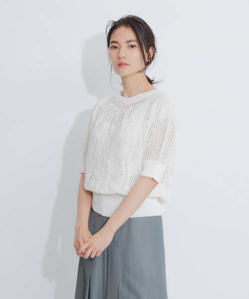 qualite(カリテ)の「boussole×qualite 透かし柄ニットプルオーバー(ニット/セーター・レディース・ブラウン/オフホワイト/カーキ・フリー)」の11枚目の写真
