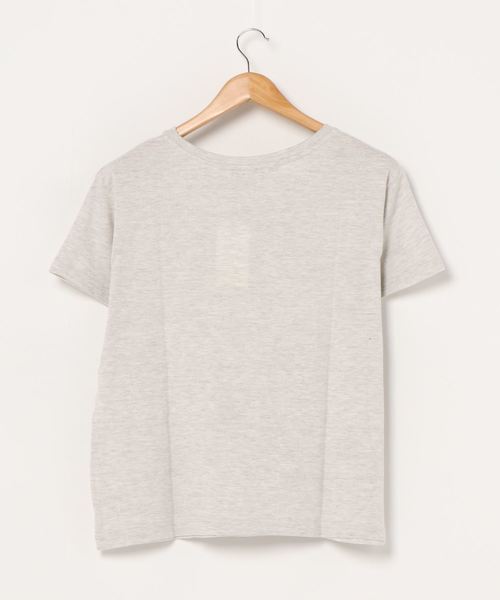 VIBGYOR Women（ヴィブジョー　ウィメン）の「レーヨン混天竺流線プリントボックスTEE（Tシャツ/カットソー・レディース・ネイビー/グレー/アイボリー・FREE）」の4枚目の写真