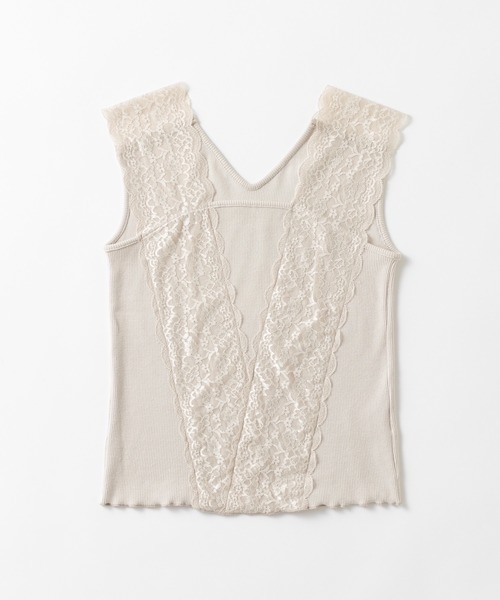 mystic(ミスティック)の「Vレースフレンチプルオーバー(キャミソール・レディース・ライトグレー/ブラック/オフホワイト/グレー・FREE)」の5枚目の写真
