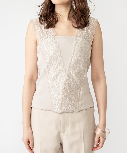 mystic(ミスティック)の「Vレースフレンチプルオーバー(キャミソール・レディース・ライトグレー/ブラック/オフホワイト/グレー・FREE)」の14枚目の写真