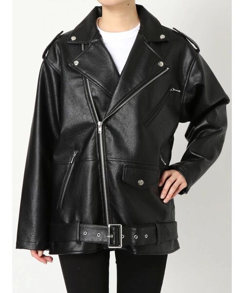 jouetie(ジュエティ)の「オーバーライダースジャケット(ライダースジャケット・レディース・ブラック/ライトブルー/カーキ・MEDIUM)」の15枚目の写真