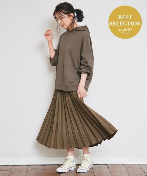ANY(エニィ)の「ウーリッシュフラノプリーツスカート(スカート・レディース・ローズ系/ブラウン系5/ライトグリーン系/ダークブラウン系/アイボリー系/ライトグレー系5・1/2/3)」の4枚目の写真