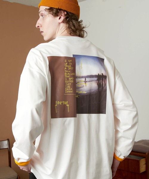 Mark Gonzales（マーク・ゴンザレス）の「Mark Gonzales/マークゴンザレス EMMA CLOTHES別注 ビッグシルエットロゴ刺繍×バックプリント 長袖 Tee（Tシャツ/カットソー・メンズ・ベージュ系その他/グリーン系その他/ホワイト系その他2/ホワイト系その他3/ブラック系その他2/ブラック系その他3/ベージュ系その他2/ベージュ系その他3/グリーン系その他2/グリーン系その他3/ホワイト系その他/ブラック系その他/ホワイト系その他4/ブルー系その他/ブルー/ダークグレー/グレー系その他/ブラック系その他4・M/L）」の3枚目の写真
