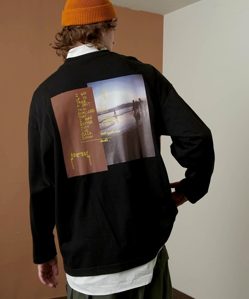 Mark Gonzales（マーク・ゴンザレス）の「Mark Gonzales/マークゴンザレス EMMA CLOTHES別注 ビッグシルエットロゴ刺繍×バックプリント 長袖 Tee（Tシャツ/カットソー・メンズ・ベージュ系その他/グリーン系その他/ホワイト系その他2/ホワイト系その他3/ブラック系その他2/ブラック系その他3/ベージュ系その他2/ベージュ系その他3/グリーン系その他2/グリーン系その他3/ホワイト系その他/ブラック系その他/ホワイト系その他4/ブルー系その他/ブルー/ダークグレー/グレー系その他/ブラック系その他4・M/L）」の7枚目の写真
