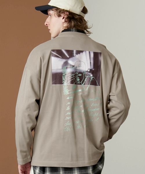 Mark Gonzales（マーク・ゴンザレス）の「Mark Gonzales/マークゴンザレス EMMA CLOTHES別注 ビッグシルエットロゴ刺繍×バックプリント 長袖 Tee（Tシャツ/カットソー・メンズ・ベージュ系その他/グリーン系その他/ホワイト系その他2/ホワイト系その他3/ブラック系その他2/ブラック系その他3/ベージュ系その他2/ベージュ系その他3/グリーン系その他2/グリーン系その他3/ホワイト系その他/ブラック系その他/ホワイト系その他4/ブルー系その他/ブルー/ダークグレー/グレー系その他/ブラック系その他4・M/L）」の14枚目の写真