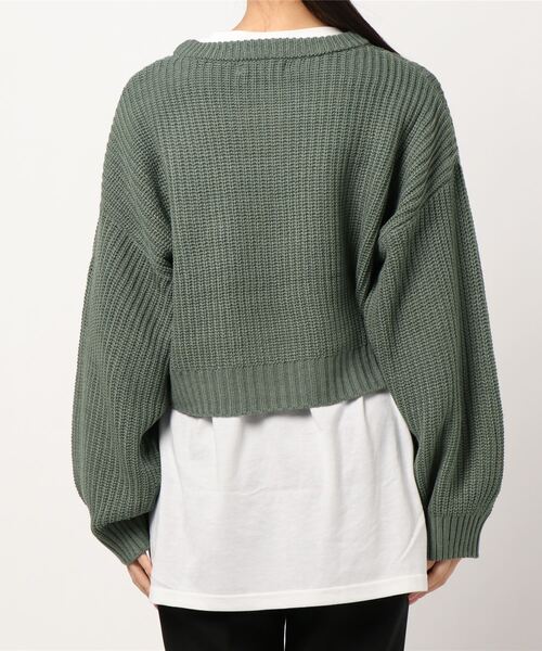 KOBE LETTUCE（コウベレタス）の「[ 2点セット ] ショートケーブルニット＋ロングスリーブTシャツトップスセット（ニット/セーター・レディース・ベージュ/カーキ/モカ・FREE）」の4枚目の写真