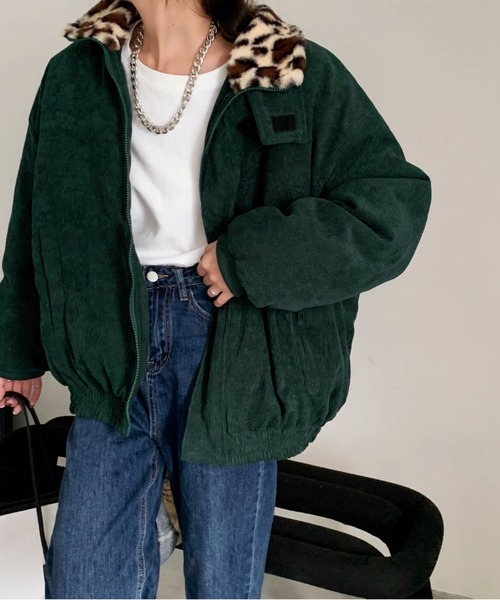 emi+(エミプラス)の「BIGシルエット 裏レオパードコーディーブルゾン(ブルゾン・レディース・ブラック/ブラウン/チャコールグレー/ボルドー/ブルーグレー/グリーン/キャメル/カーキ・FREE)」の15枚目の写真