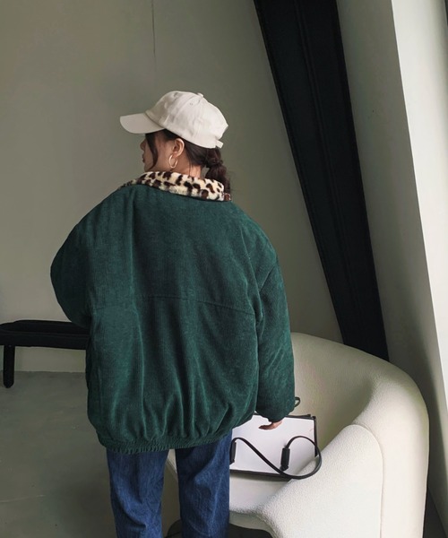 emi+(エミプラス)の「BIGシルエット 裏レオパードコーディーブルゾン(ブルゾン・レディース・ブラック/ブラウン/チャコールグレー/ボルドー/ブルーグレー/グリーン/キャメル/カーキ・FREE)」の17枚目の写真