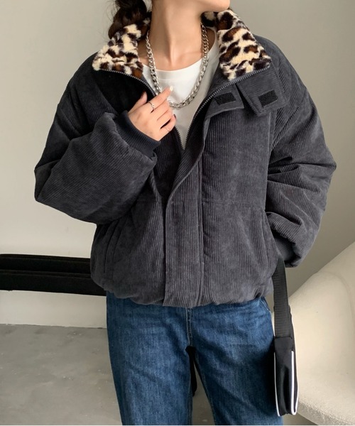 emi+(エミプラス)の「BIGシルエット 裏レオパードコーディーブルゾン(ブルゾン・レディース・ブラック/ブラウン/チャコールグレー/ボルドー/ブルーグレー/グリーン/キャメル/カーキ・FREE)」の22枚目の写真