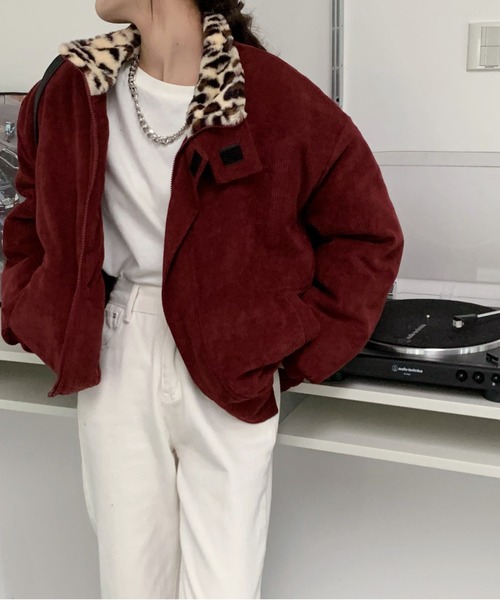 emi+(エミプラス)の「BIGシルエット 裏レオパードコーディーブルゾン(ブルゾン・レディース・ブラック/ブラウン/チャコールグレー/ボルドー/ブルーグレー/グリーン/キャメル/カーキ・FREE)」の9枚目の写真