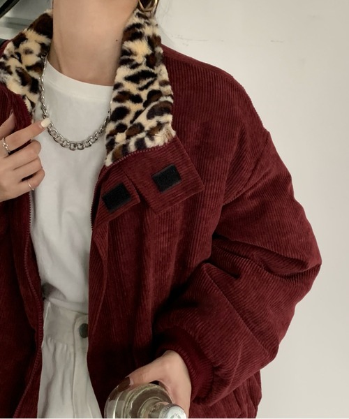 emi+(エミプラス)の「BIGシルエット 裏レオパードコーディーブルゾン(ブルゾン・レディース・ブラック/ブラウン/チャコールグレー/ボルドー/ブルーグレー/グリーン/キャメル/カーキ・FREE)」の10枚目の写真