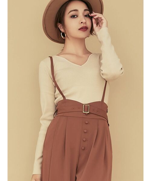 RESEXXY（リゼクシー）の「ハートネックリブニットトップス（ニット/セーター・レディース・オフホワイト/ブラック/ピンク/ベージュ・FREE）」の3枚目の写真