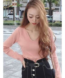 RESEXXY | ハートネックリブニットトップス(ニット/セーター)