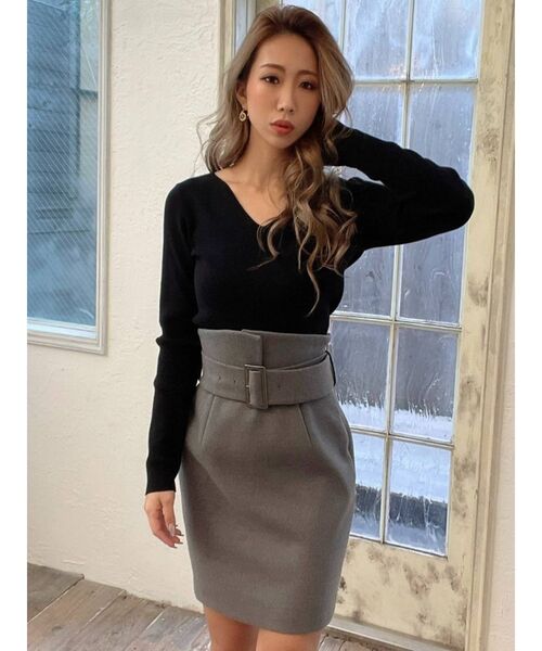 RESEXXY（リゼクシー）の「ハートネックリブニットトップス（ニット/セーター・レディース・オフホワイト/ブラック/ピンク/ベージュ・FREE）」の10枚目の写真