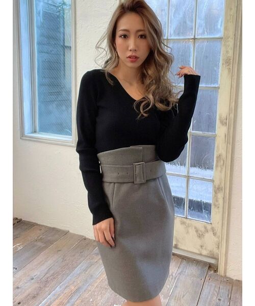 RESEXXY（リゼクシー）の「ハートネックリブニットトップス（ニット/セーター・レディース・オフホワイト/ブラック/ピンク/ベージュ・FREE）」の11枚目の写真