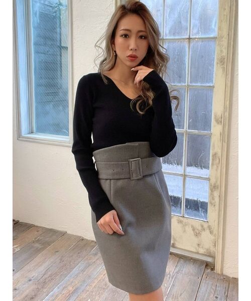 RESEXXY（リゼクシー）の「ハートネックリブニットトップス（ニット/セーター・レディース・オフホワイト/ブラック/ピンク/ベージュ・FREE）」の12枚目の写真