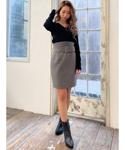 RESEXXY（リゼクシー）の「ハートネックリブニットトップス（ニット/セーター・レディース・オフホワイト/ブラック/ピンク/ベージュ・FREE）」の13枚目の写真