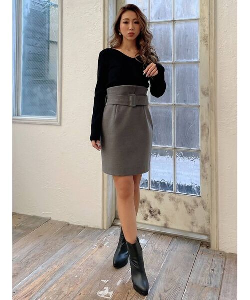 RESEXXY（リゼクシー）の「ハートネックリブニットトップス（ニット/セーター・レディース・オフホワイト/ブラック/ピンク/ベージュ・FREE）」の14枚目の写真