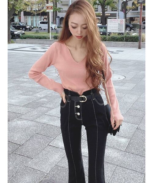 RESEXXY（リゼクシー）の「ハートネックリブニットトップス（ニット/セーター・レディース・オフホワイト/ブラック/ピンク/ベージュ・FREE）」の16枚目の写真