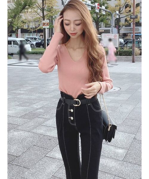 RESEXXY（リゼクシー）の「ハートネックリブニットトップス（ニット/セーター・レディース・オフホワイト/ブラック/ピンク/ベージュ・FREE）」の17枚目の写真