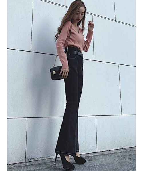 RESEXXY（リゼクシー）の「ハートネックリブニットトップス（ニット/セーター・レディース・オフホワイト/ブラック/ピンク/ベージュ・FREE）」の18枚目の写真