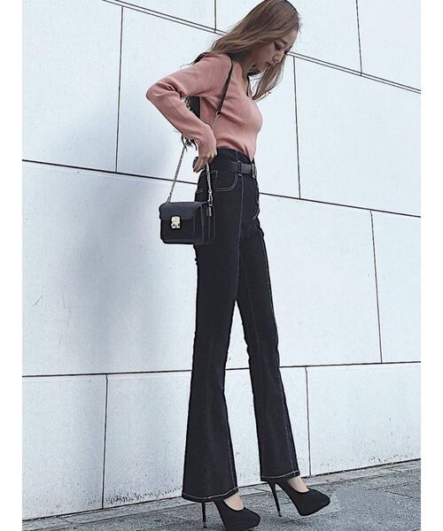 RESEXXY（リゼクシー）の「ハートネックリブニットトップス（ニット/セーター・レディース・オフホワイト/ブラック/ピンク/ベージュ・FREE）」の19枚目の写真