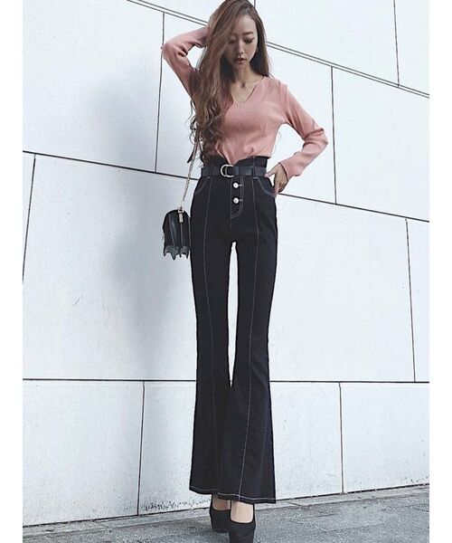 RESEXXY（リゼクシー）の「ハートネックリブニットトップス（ニット/セーター・レディース・オフホワイト/ブラック/ピンク/ベージュ・FREE）」の20枚目の写真