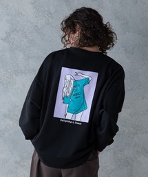 【UNIIT】裏毛イラストBIGトレーナー/スウェット バックプリント レトロデザイン オーバーサイズ/ビッグシルエット ユニセックス