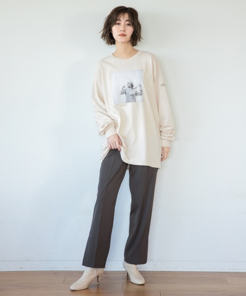 A part by（アパートバイ）の「Marilyn ロングスリーブTシャツ*SS　933919（Tシャツ/カットソー・レディース・チャコールグレー/オフホワイト/アイボリー・FREE）」の6枚目の写真