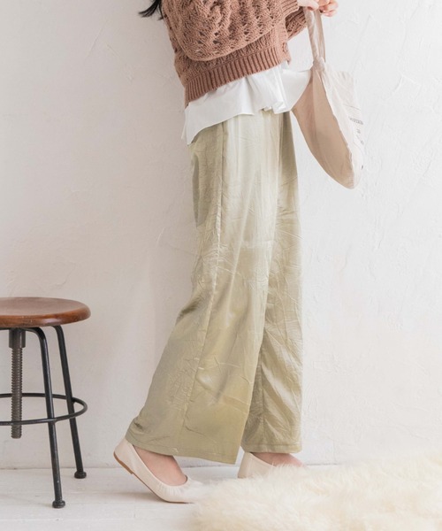 Mysa&Liina（ミーサリーナ）の「サテンパンツ（その他パンツ・レディース・グリーン/ブラウン/ベージュ・M）」の3枚目の写真