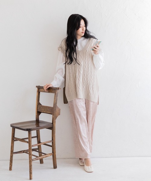 Mysa&Liina（ミーサリーナ）の「サテンパンツ（その他パンツ・レディース・グリーン/ブラウン/ベージュ・M）」の5枚目の写真