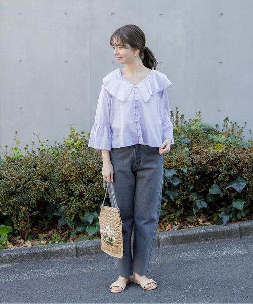 flower(フラワー)の「マインデニムパンツ3(デニムパンツ・レディース・アイボリー/ブラック・SMALL/MEDIUM)」の12枚目の写真